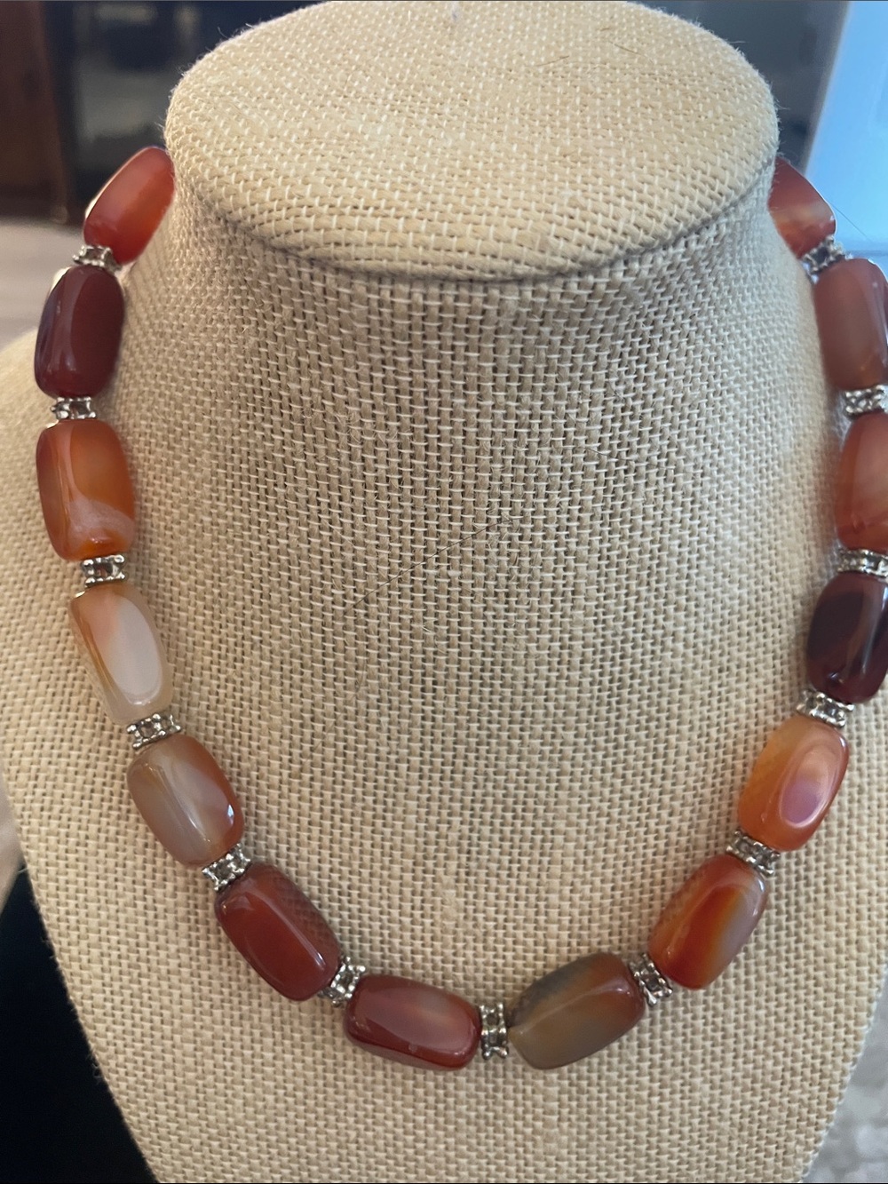 Vintage Carnelian Agate with Himalayan Quartz beads Necklace! Gorgeous!